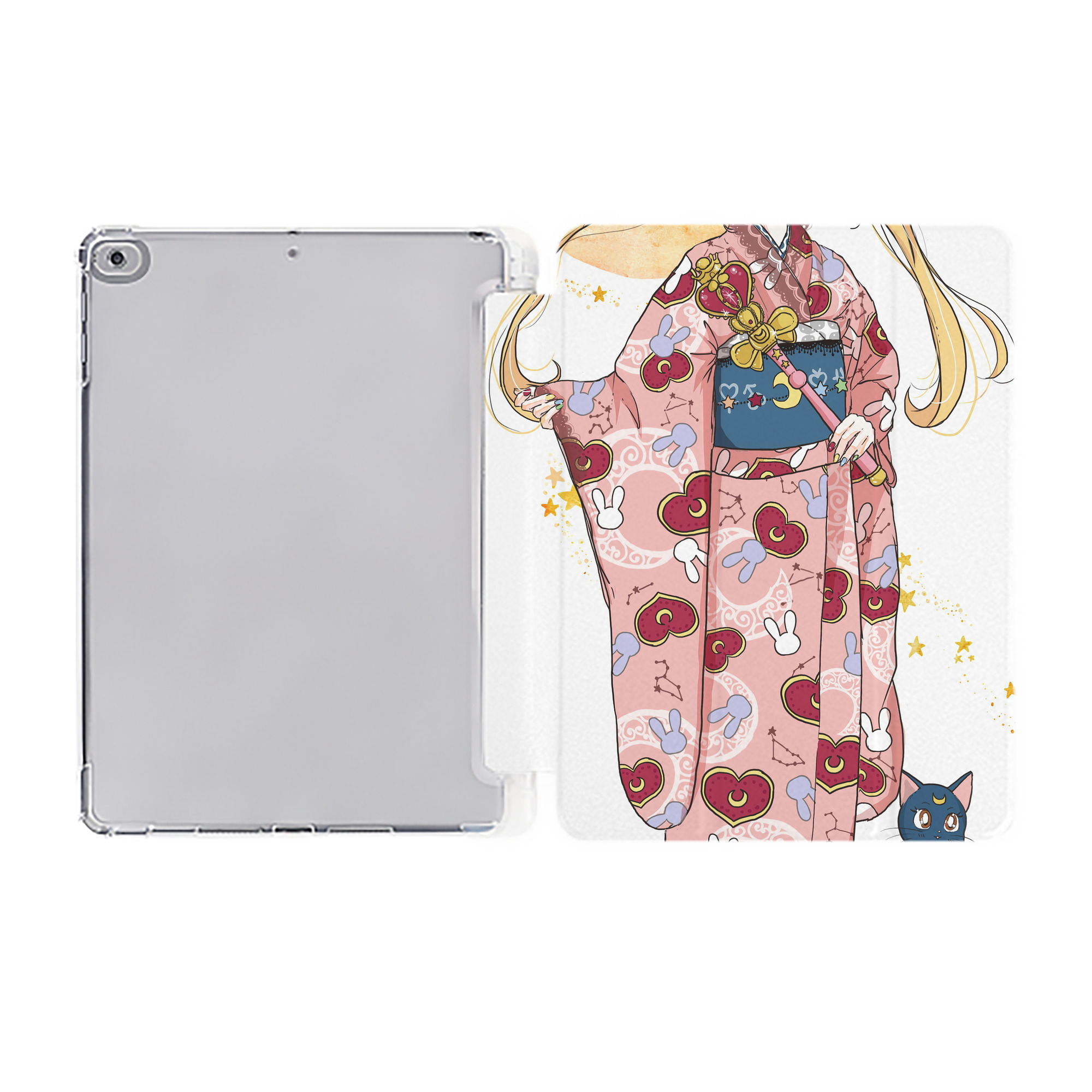 （画像用） 美少女戦士セーラームーン Sailor Moon IPad ケース ペン収納付き 三つ折りスタンド PUレザー×シリコン 対応機種9.5/10.5/10.9インチ